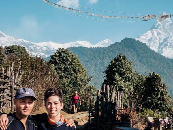 Nepal family vacation, walking in the Annapurnas